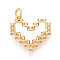 Brass Micro Pave Clear Cubic Zirconia Pendants, with Shell, Heart, with Jump Ring, Real 18K Gold Plated, 17x16.5x2mm, Hole: 3mm