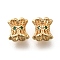 Brass Micro Pave Green Cubic Zirconia Beads, Flower, Real 18K Gold Plated, 6x6.5mm, Hole: 1.2mm