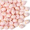 Opaque Acrylic Beads, with Enamel, Hand Drawn Beads, Round, Pink, 20x16mm, 60pcs