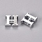 Alloy Slide Charms, with Crystal Rhinestone, Letter, Platinum, Letter.H, H: 11.5x12.5x4.5mm, Hole: 2x8mm