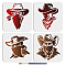 1 Set Cowboy PET Hollow Out Drawing Painting Stencils, for DIY Scrapbook, Photo Album, with 1Pc Art Paint Brushes, Human, 200x200mm, 4pcs/set
