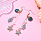 304 Stainless Steel Starfish with Shell Shape Dangle Earrings, with Alloy & Enamel & Glass Pearl, Marine Theme, Light Gold, Blue, 80mm