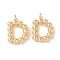 Brass Pendants, Letter Charms, Real 18K Gold Plated, 12.5x9x2mm, Hole: 1mm