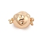 Brass Box Clasps, with Jump Ring and Push Button, Round, Real 18K Gold Plated, 14.5x9mm, Hole: 2mm