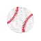 Printed Opaque Acrylic Pendants, Baseball, White, 34.5x34.5x2.5mm, Hole: 1.6mm