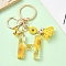 Resin & Alloy Enamel Keychain, with Alloy Clasp and Iron Rings, Letter H, 6cm, Pendant: 20~45mm