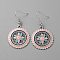 Alloy Enamel Dangle Earring for Women, Flower, Pink, 47x26mm