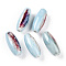 Handmade Porcelain Beads, Fancy Antique Glazed Porcelain, Oval, Light Cyan, 30~32x12~13.5mm, Hole: 2~3.5mm