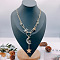 Rhinestone & Brass & Alloy & Iron Pendant Necklaces, Golden, Moon, 17.72 inch(45cm)
