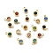 304 Stainless Steel Charms, with Rhinestone, Flat Round, Polishing, Real 18K Gold Plated, Mixed Color, 9x6.5x3.5mm, Hole: 2mm