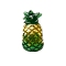 925 Sterling Silver Enamel European Beads, Large Hole Beads, Pineapple, 12x6.5x8mm, Hole: 4.6x4.3mm