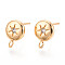 Brass Micro Pave Clear Cubic Zirconia Stud Earring Findings, Long-Lasting Plated, Nickel Free, Real 18K Gold Plated, Flat Round, 10.9x7.9mm, Hole: 1.8mm, Pin: 0.8mm