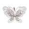 Brass Rhinestone Pendants, Filigree Charms, Platinum, Butterfly, 38x51x5mm, Hole: 6x3mm