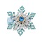 Christmas Party Hair Accessories, Snowflake Cloth Rhinestone Alligator Hair Clip, with Iron Clip, Sky Blue, 63.5x56.8x13.82mm