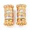 925 Sterling Silver Micro Pave Cubic Zirconia Screw Clasps, Flower, Real 18K Gold Plated, White, 13x6.5mm, Hole: 2mm