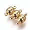 Brass Magnetic Clasps, Long-Lasting Plated, Oval, Golden, 12.5x6mm, Hole: 1.6mm