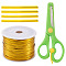 Plastic Wire Twist Ties, with Iron Core and Stainless Steel & ABS Plastic Scissors, Gold, 4x0.2mm, about 100yards/roll