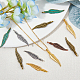 Dicosmetic 144 Uds. 6 colores antiguos dijes de plumas aleación tibetana colgante de plumas largas fornituras de joyería colgantes colgantes de hojas para collar pulsera fabricación de pendientes artesanía diy FIND-DC0002-11-5