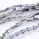 Cuentas medio facetas cono plateado púrpura cristal electroplate hebras EGLA-F098-01-1