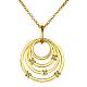 Real 18K Gold Plated Tin Alloy Czech Rhinestone Flat Round Pendant Necklaces NJEW-BB06256-G-1