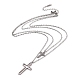 Stainless Steel Hollow Out Cross Pendant Double Layer Necklace with Cable Chains for Men Women NJEW-E088-01P-2