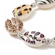 Bracelet de perles tressées en argile polymère et coquillage cauri naturel imprimé peau d'animal avec strass BJEW-JB09205-4