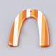 樹脂チャーム  縞模様のU字型  オレンジ  38x32~35x3~4mm  穴：1.5mm CRES-T008-38E-2