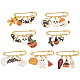 BENECREAT 1Set Halloween Pumpkin & House & Skull & Bat Alloy Enamel Charms Safety Pin Brooch JEWB-BC0001-05-1