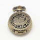 Vintage rondes plat sculptés cadrans creux de montres hibou alliage de quartz pour création de montre de poche collier pendentif  WACH-M109-09-1