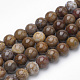 Chapelets de perles en bois pétrifié naturel G-Q462-136-6mm-1