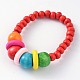 Bracelets extensibles avec perles en bois pour enfants BJEW-JB02046-2
