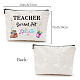 教師の日ポリコットンカスタムキャンバス収納袋  金属のジッパーの袋  模様の長方形  言葉  18x25cm ABAG-WH0029-071-2
