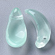 透明スプレー塗装ガラスチャーム  花弁  アクアマリン  12.5x6.5x6mm  穴：1mm GLAA-S054-004A-04-2