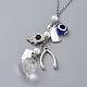 Collar con colgante de perlas de vidrio teñido ecológico NJEW-JN02689-3