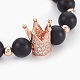 Bracelets extensibles en perles d'agate noire naturelle (teintes) BJEW-JB03966-3
