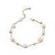 Natural Pearl Beaded Double Layer Multi-strand Bracelet BJEW-TA00243-1