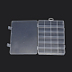 プラスチックビーズ収納ケース  24のコンパートメント  長方形  透明  190x135x22mm CON-R011-66-3