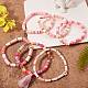 8 pièces 8 style mot d'amour argile polymère heishi perlé bracelets extensibles ensemble pour adolescente femmes BJEW-SZ0001-79-4