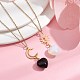 Ensemble de colliers avec pendentif cœur en opalite et obsidienne naturelle NJEW-JN04484-2