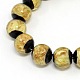 Handmade Gold Sand Lampwork Double Colour Round Beads Strands LAMP-L033-04-1