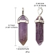 2Pcs Natural Amethyst Double Terminated Pointed Pendants G-YW0002-05B-5