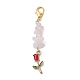 Décorations pendentif en puce de quartz rose naturel pour la saint-valentin HJEW-JM01331-3