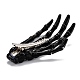 ハロウィンのスケルトンの手骨のヘアクリップ  プラスチック＆鉄ワニのヘアクリップ  ブラック  72x41x6mm PHAR-H063-A02-3
