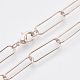 Brass Round Oval Paperclip Chain Necklace Making MAK-S072-06A-RG-1