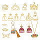 Pandahall 26 pz 13 stili castello e stella ala e vestito e pendenti con castone aperto in lega di cuore FIND-TA0002-93-1