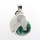 Platinum Plated Brass Elephant Covered with Round Ball Gemstones Pendants G-O037-06-1
