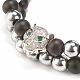 2pcs 2 bracelets de perles tressées en obsidienne naturelle et hématite synthétique serties de léopard en zircone cubique BJEW-JB08119-03-5