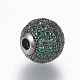 Perles de zircone cubique micro pave en Laiton ZIRC-E134-10mm-09B-2