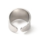 304 Stainless Steel Textured Wide Open Cuff Ring for Women RJEW-E063-22P-3