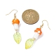 4 Pairs 4 Colors Mushroom Lampwork & Glass Leaf Dangle Earrings EJEW-TA00305-4